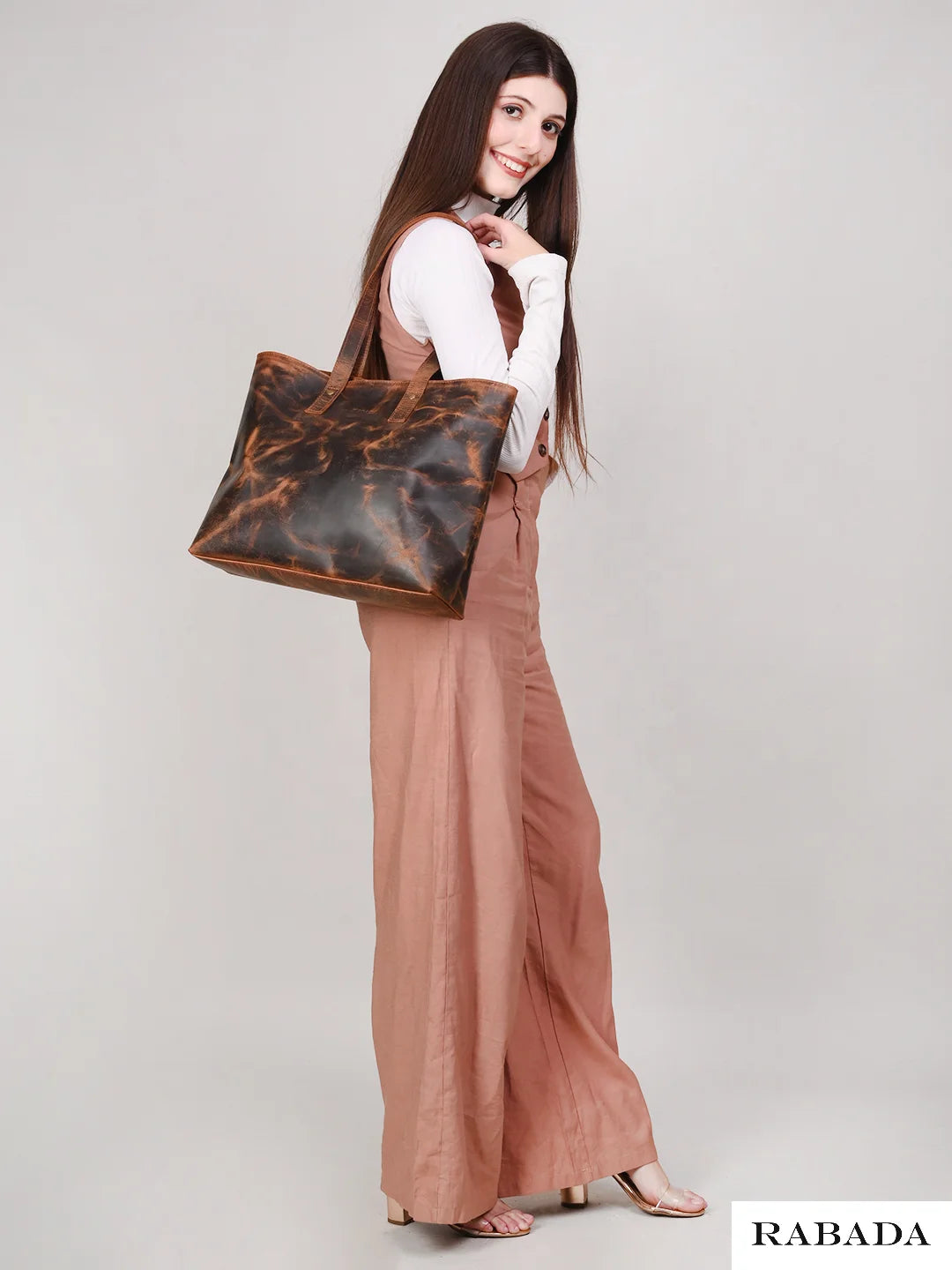 Premium Vintage Leather Tote – Luxury Trendy Geometric Shoulder Bag for Women