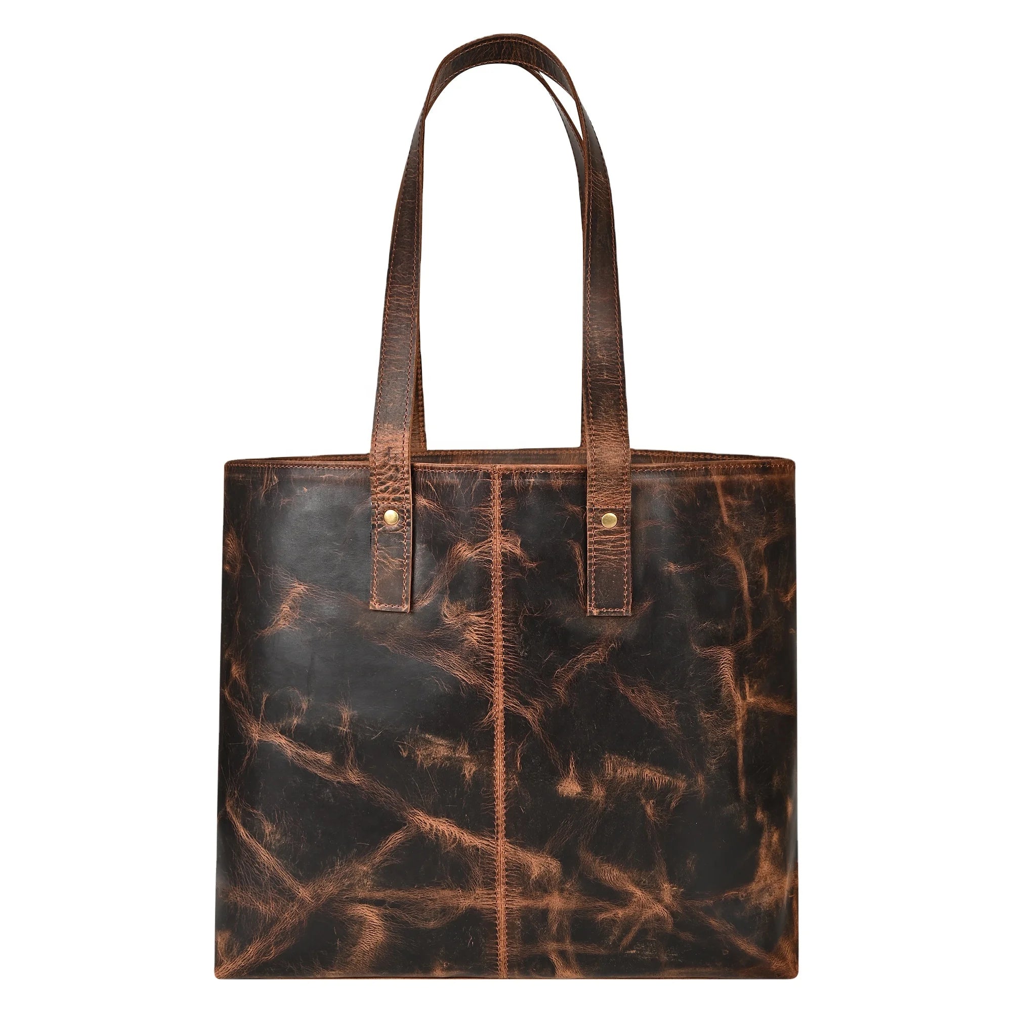 Premium Vintage Leather Tote – Luxury Trendy Geometric Shoulder Bag for Women