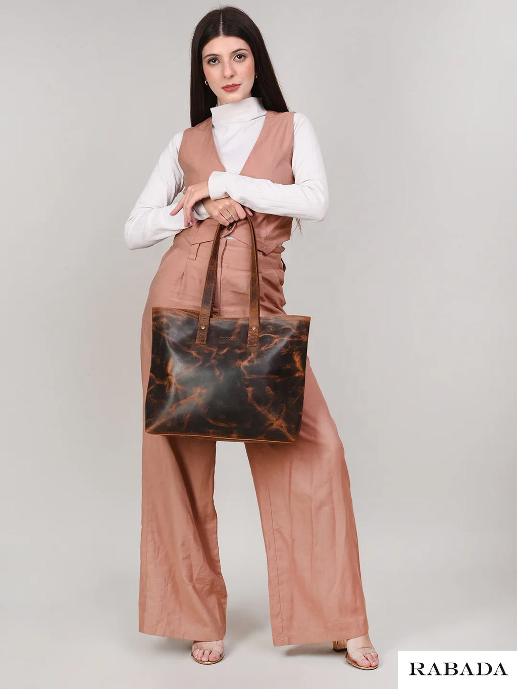 Premium Vintage Leather Tote – Luxury Trendy Geometric Shoulder Bag for Women