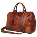 Genuine Leather Travel Bag Croc Embossed Business Duffel 18in