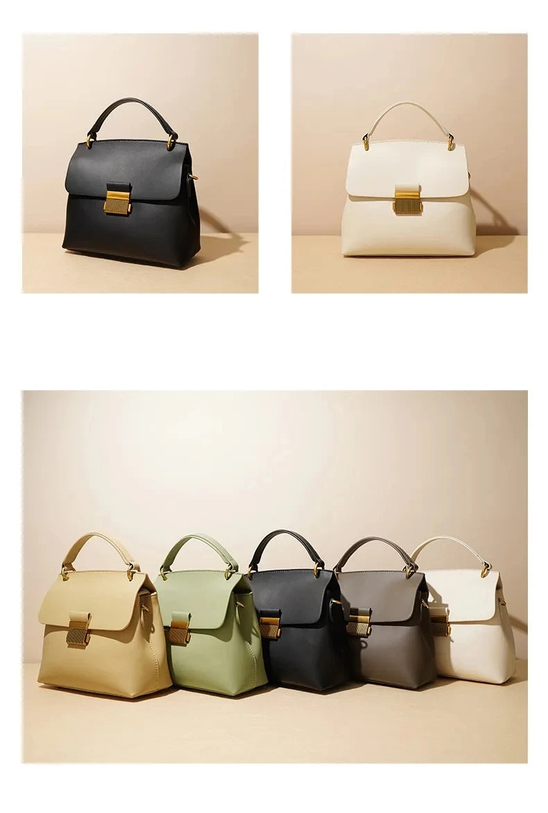 Tote Small Plain Split Leather Women Shoulder Bag Ladies Handbag