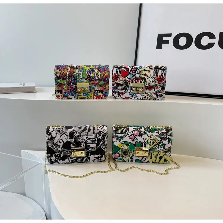 Women Colorful purse Bags Christmas Summer Graffiti Ladies designer handbags
