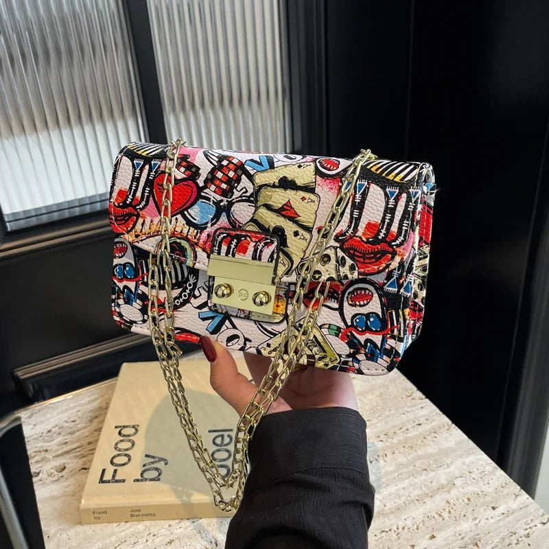 Women Colorful purse Bags Christmas Summer Graffiti Ladies designer handbags