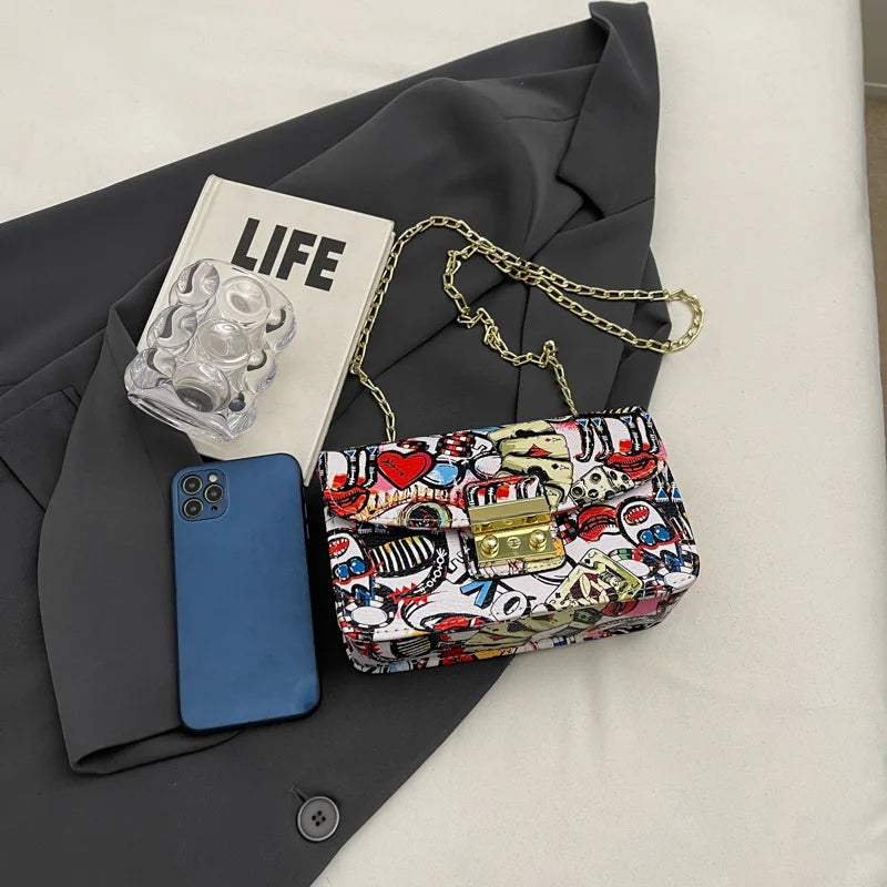 Women Colorful purse Bags Christmas Summer Graffiti Ladies designer handbags