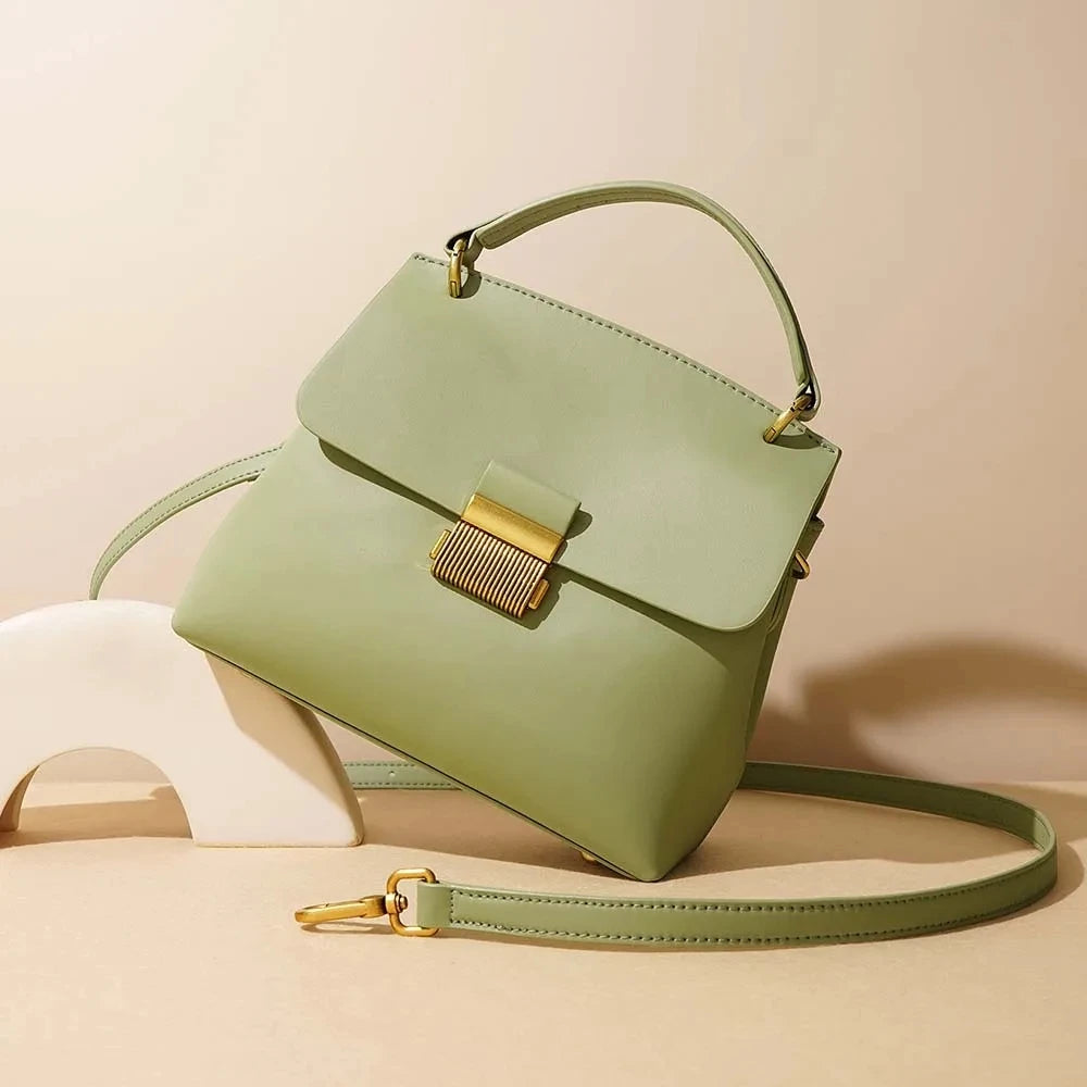 Tote Small Plain Split Leather Women Shoulder Bag Ladies Handbag