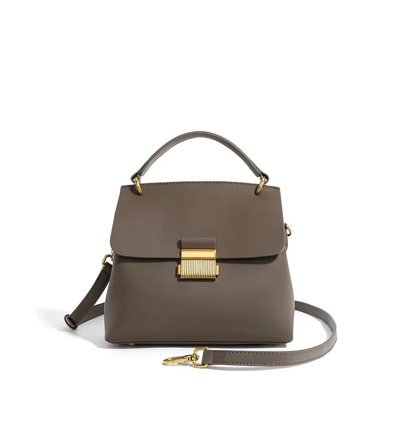 Tote Small Plain Split Leather Women Shoulder Bag Ladies Handbag