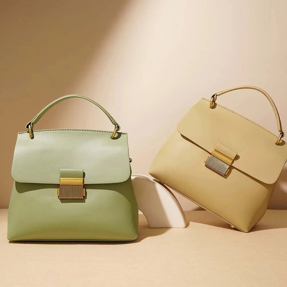 Tote Small Plain Split Leather Women Shoulder Bag Ladies Handbag