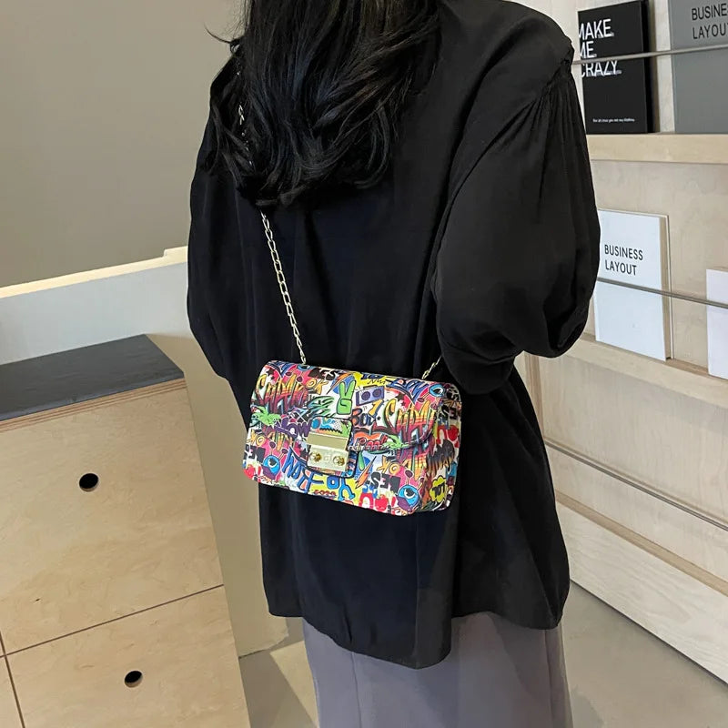 Women Colorful purse Bags Christmas Summer Graffiti Ladies designer handbags