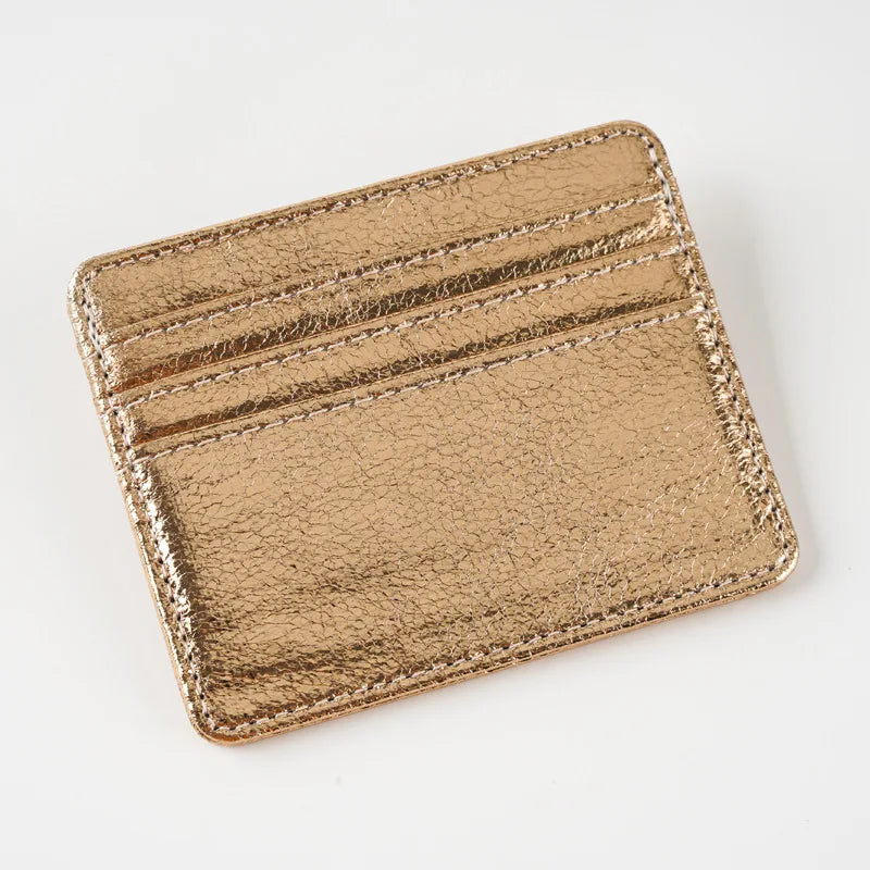 Ultra-thin Leather Mini Wallet Slim Bank Credit Card Holder Men's Business Small ID Case For Women Purse 4 Slots Cardholder