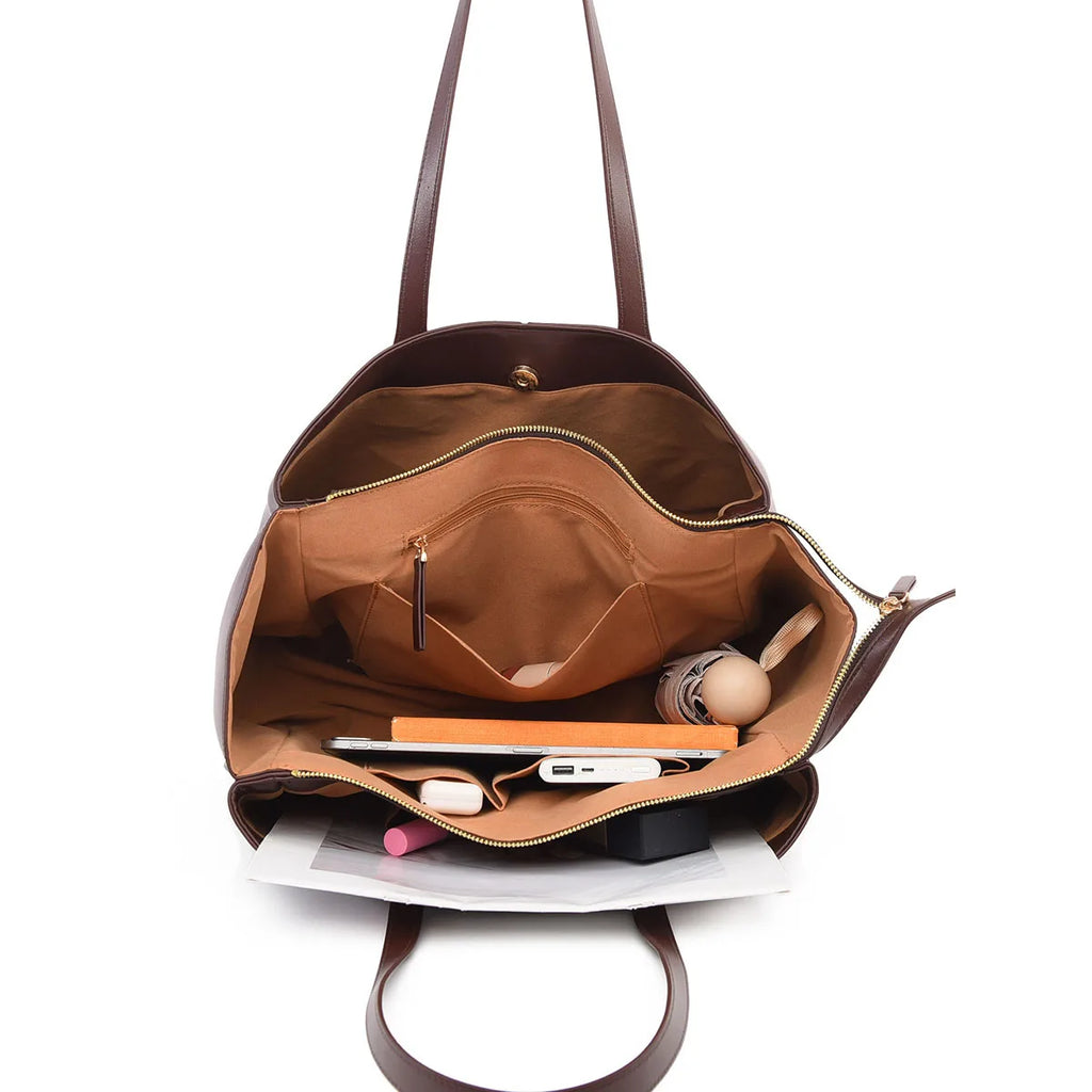 Women's Handbag, High-End Fashion Shoulder Bag, Simple Solid Color Casual Bag, Commuting and Shopping Tote Bag, Large Capacity Tote Bag