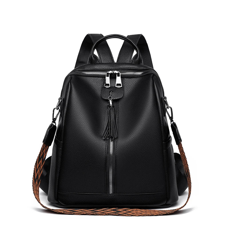 Fashion Backpacks Women Big Travel Bagpack Ladies Daypacks Large School Bags for Girls Solid Color Leather Rucksacks Female