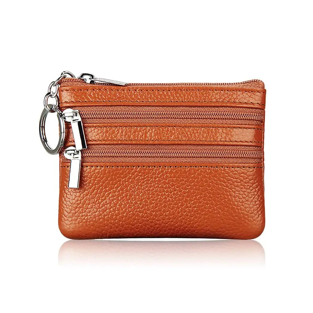 PU Leather Portable Money Coin Purse with Key Ring Waterproof Pocket Purse Zipper Wear-resistant Credit Card Holoder Man Women