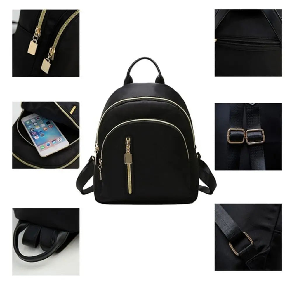 Women's Multi-Function Fashion Girl Nylon Daypack Travel Cute Mini Backpack Men Shoulder Bag Black Purse Hot
