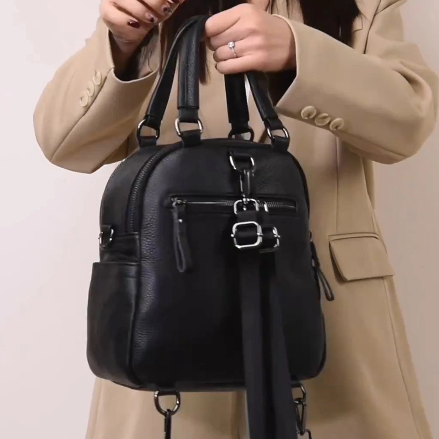 Fashionable Backpack woman Leather structure Crossbody Bag verysatile satchel bag Retro British Style Portable Women's backpack