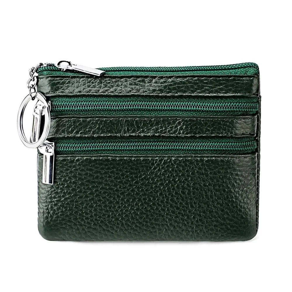 PU Leather Portable Money Coin Purse with Key Ring Waterproof Pocket Purse Zipper Wear-resistant Credit Card Holoder Man Women