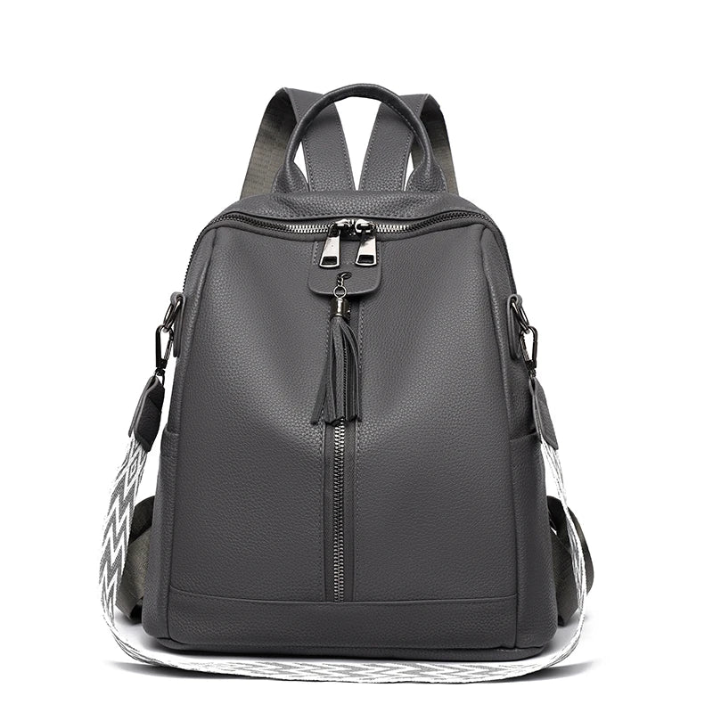 Fashion Backpacks Women Big Travel Bagpack Ladies Daypacks Large School Bags for Girls Solid Color Leather Rucksacks Female