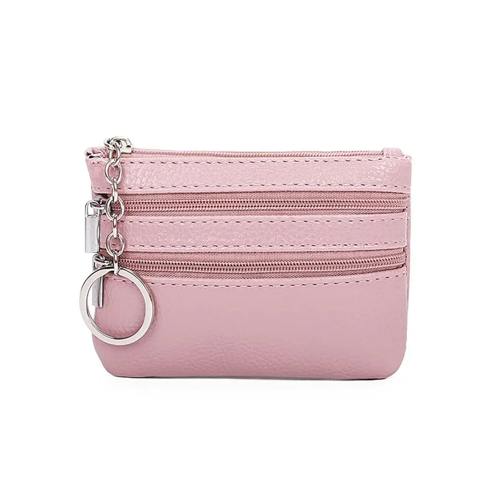PU Leather Portable Money Coin Purse with Key Ring Waterproof Pocket Purse Zipper Wear-resistant Credit Card Holoder Man Women