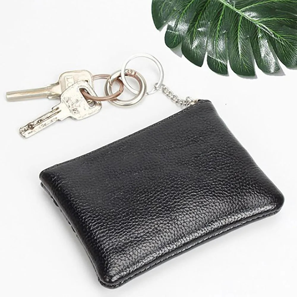 PU Leather Portable Money Coin Purse with Key Ring Waterproof Pocket Purse Zipper Wear-resistant Credit Card Holoder Man Women