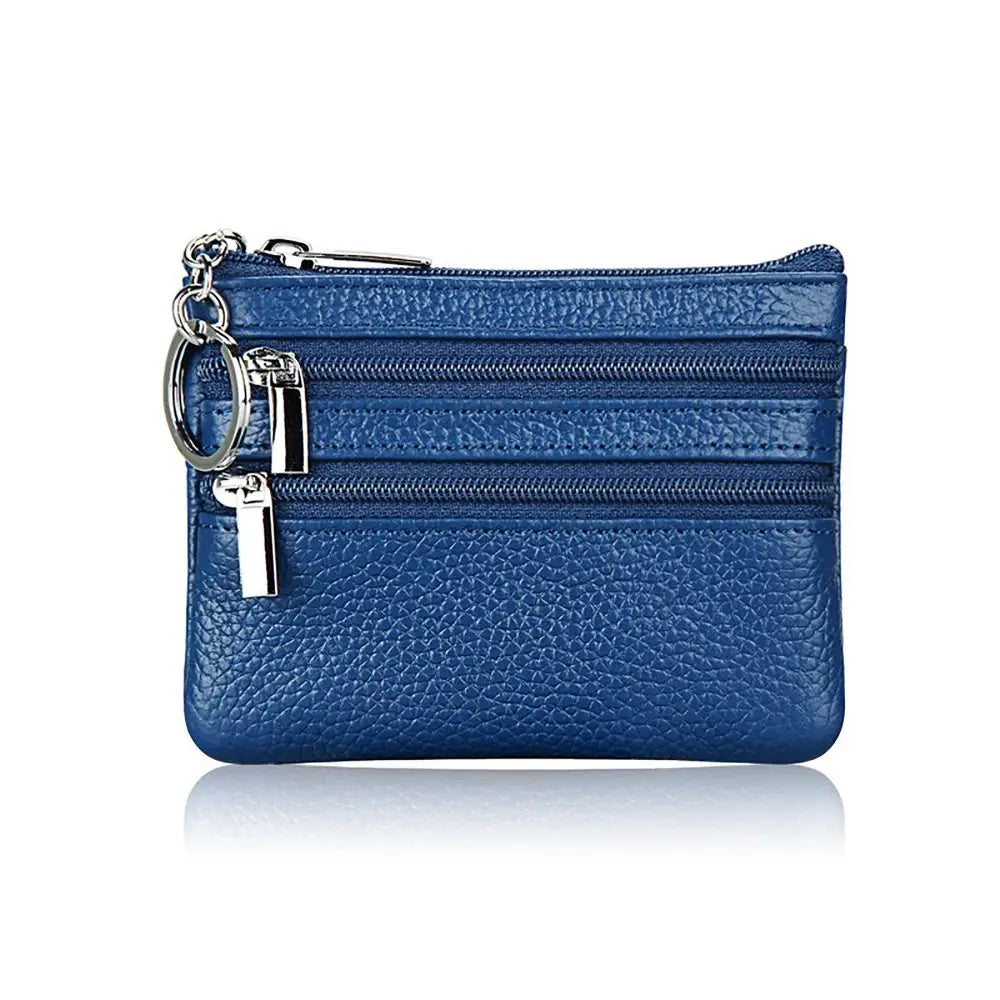 PU Leather Portable Money Coin Purse with Key Ring Waterproof Pocket Purse Zipper Wear-resistant Credit Card Holoder Man Women