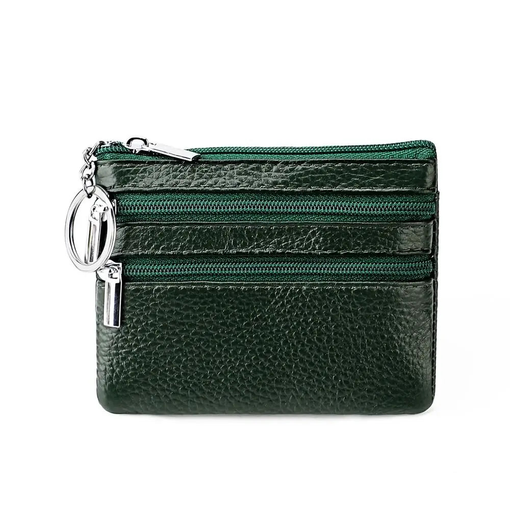 PU Leather Portable Money Coin Purse with Key Ring Waterproof Pocket Purse Zipper Wear-resistant Credit Card Holoder Man Women